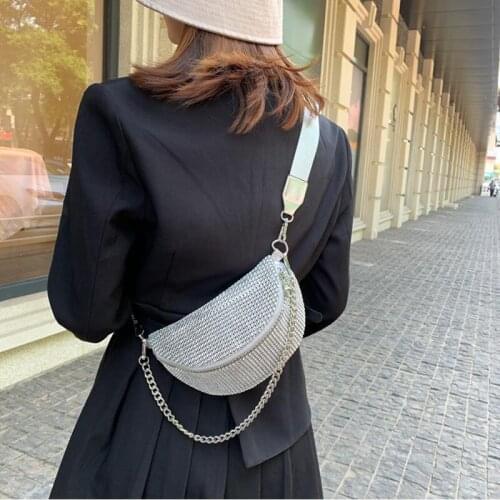 For Women Designer Chains Lady Handbags Rhinestones Shoulder Bag Female Small Purses 2022 Luxury Diamonds Crossbody Bags