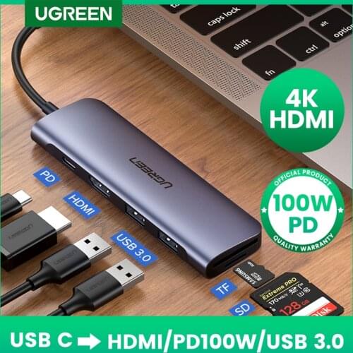 UGREEN USB C Hub Type C 3.1 to HDMI 4K USB 3.0 SD TF 100W PD Dock Station Adapter for MacBook Pro Air 2020 Galaxy USB C HUB