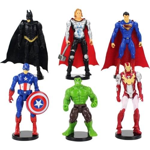 6pcs/lot Super Heroes Action Figure Hulk Thor Iron Man Captain America Cool Model Toys Brinquedos