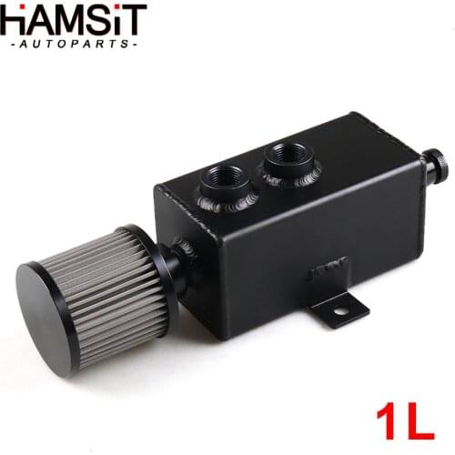 Hamsit Car Aluminum engine oil breathable pot square auxiliary fuel tank with air filter welding oil pot Oil Catch Can Tank