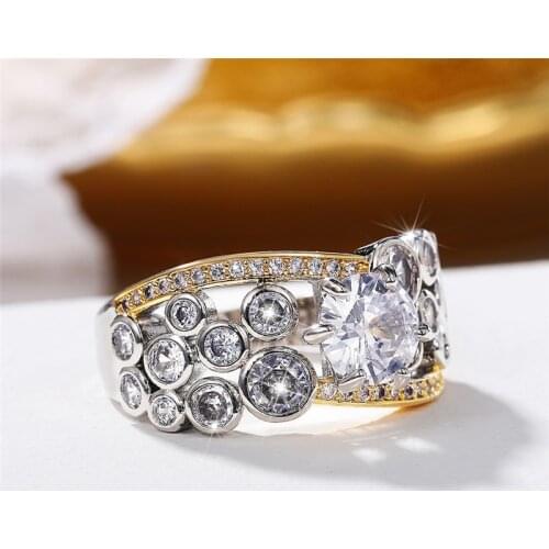 Huitan Bling Bling Cubic Zirconia Wedding Rings Women Crystal AAA CZ Luxury Ladys Finger-ring for Party Gift Trendy Jewelry New
