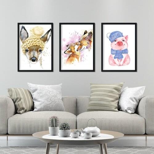 Card Love Cartoon Pig Decoration Poster Hight Quality Canvas Painting Wall Art Home Decor for Childrens Room Decoration