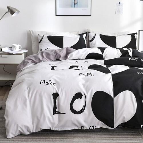 Love Heart White Comforter Bedding Set Adult Modern Home Textile King Queen Twin Size Bed Linen Valentines Day Duvet Cover Set