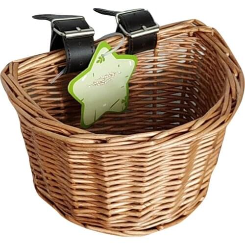 Handmade Artificial Wicker Woven Bicycle Basket Front Handlebar Rattan Basket For Summer Childrens Boys' Girls' Bike