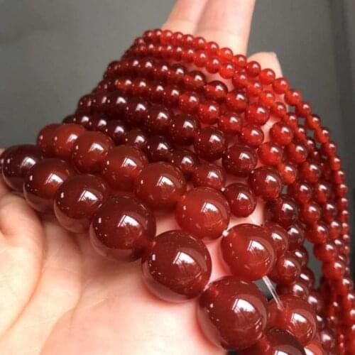 Red Agate Loose Beads Natural Gemstone Smooth Round for Jewelry Making