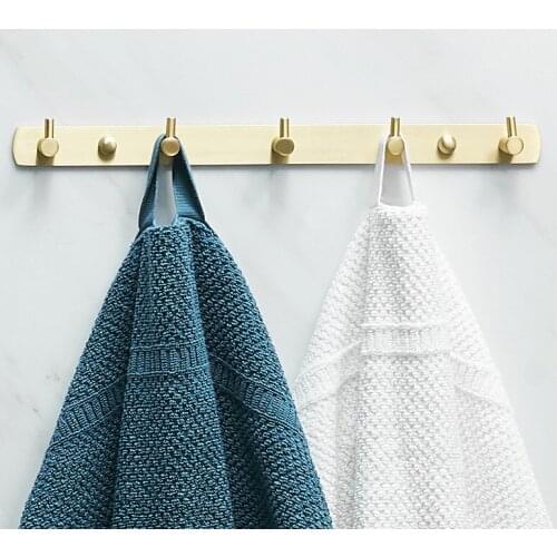 Nail or Nail Free Brass bathroom robe hooks clothes hooks bathroom hardware accessories kitchen hangers Brush gold