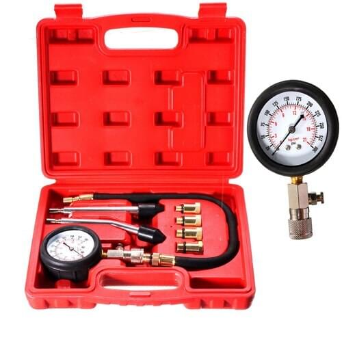 Liplasting 8 PCS Petrol Gas Engine Cylinder Compressor Gauge Meter Test Pressure Compression Tester Leakage Diagnostic Post