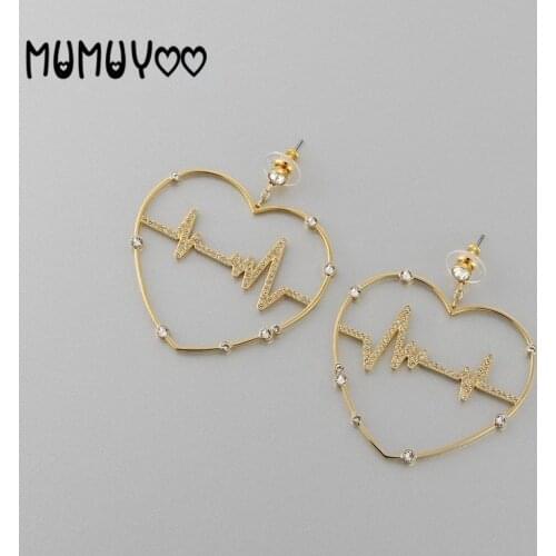 Fashion jewelry high quality swa,charm heart-shaped exaggerated big earrings,ECG shape earrings,temperament earrings women gifts
