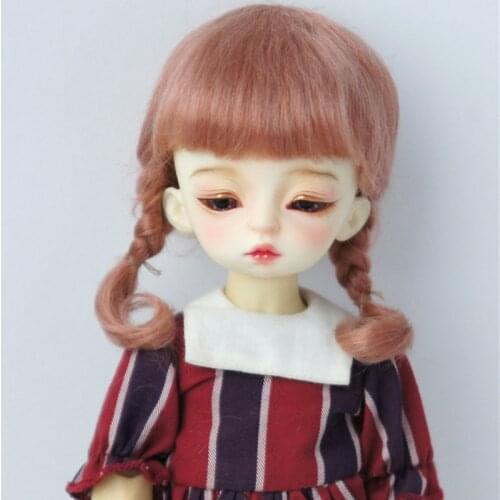 YOSD Mohair Toy wigs JD143 6-7inch 16-18cm Short Twins Braids Anna Doll hair 1/6 BJD accessories