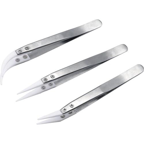 New Non Conductive Ceramic Tweezers IC SMD SMT Tweezers Heat Resistant 1000 Degree Hand Tools