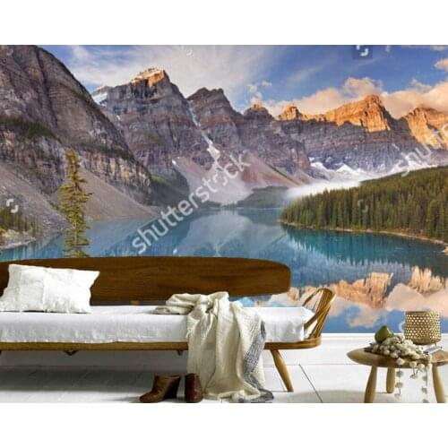 Custom 3D large murals,Canada Parks Lake Mountains Moraine Lake Nature wallpapers , living room sofa TV wall bedroom wall paper