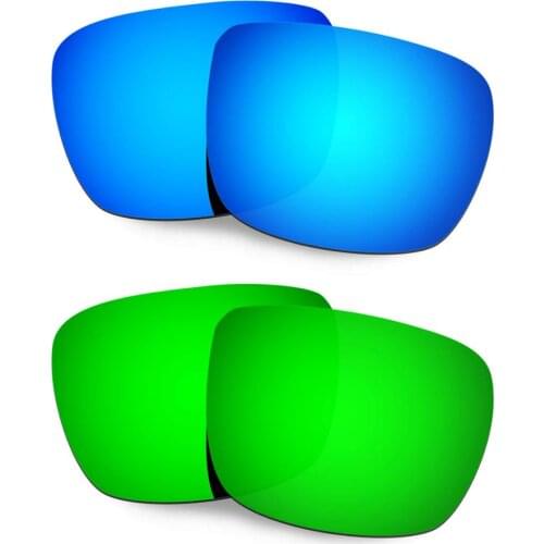 HKUCO For Spy Optic Helm Sunglasses Polarized Replacement Lenses 2 Pairs Blue & Green
