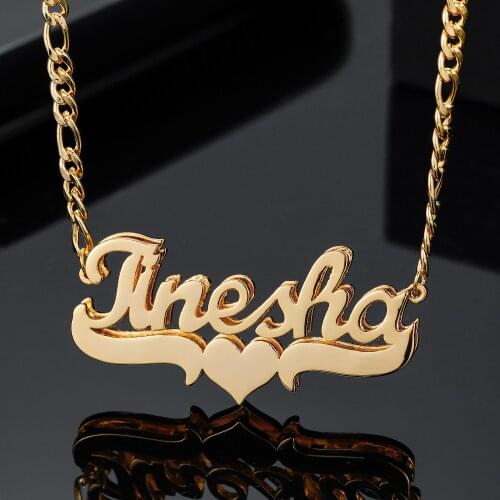 Customized Double Name Hip Hop Letter Necklace Name Gothic Double Plated Name Necklace Old English Piercing Carving Pendants