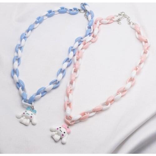 Puppy dog pendant necklaces for teenage egirls acrylic chain necklace y2k jewelry cute kawaii lolita accessory jewelry pink