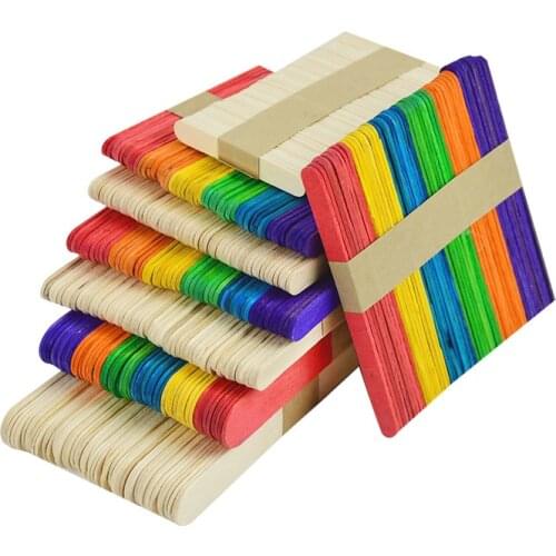 50pcs Wooden Popsicle Craft Sticks 65/93/113/153 mm Garden Label Wood Ice Cream Sticks Popsicle Making Tools
