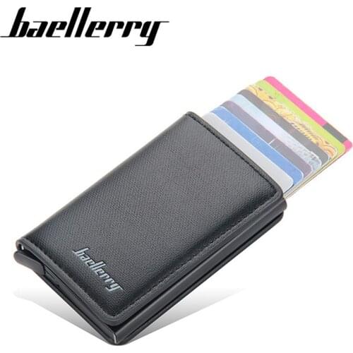 Rfid Blocking Protection Men id Credit Card Holder Wallet Leather Metal Aluminum Business Bank Card Case CreditCard Cardholder
