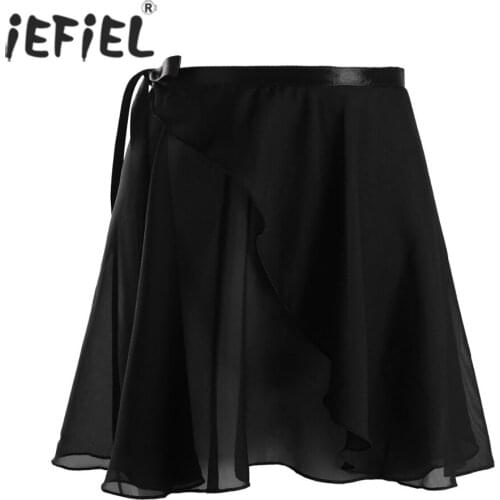 Adult Womens Chiffon Ballet Wrap Skirt Dancewear with Waist Tie Ballet Dance Tutu Skirts Gymnastic Leotard Ballerina Costumes