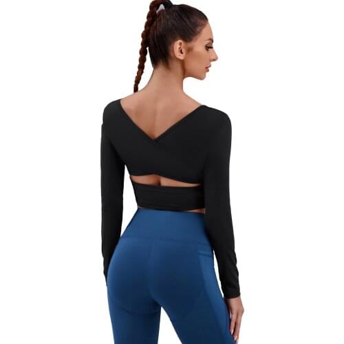 Women Sexy Yoga Tops Tight Gym Seamless Yoga Shirt Elastic Long Sleeve Fitness Workout Sport T-Shirts Running Top Sportswear