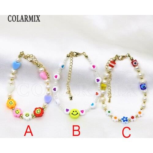 6 Pieces Handmade Freshwater pearls Bracelet Fashion jewelry Bracelet Gold Color chain women Bracelet Jewelry GIft 9946