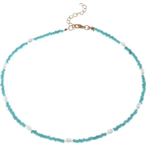 Imitation Pearls Rice Beads Beaded Necklace for Women Sweet Colorful Clavicle Chain Short Necklaces Female 2021 Fashion New