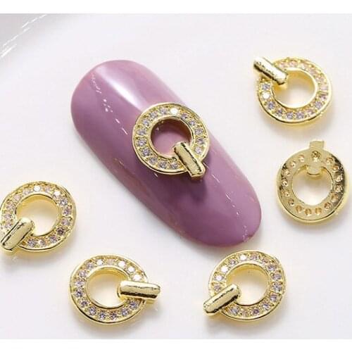 10pcs/lot 3D Alloy Circle Nail Art Zircon Metal Rhinestones Nails Accessories Professional Supplies Decorations Charms Y47-10