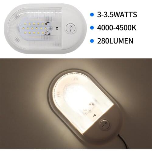 12-24V 24 LED Dome Light Interior Ceiling Lamp w/ Independent Switch for RV Marine Boat Yacht Power Saving High-bright LED lamp