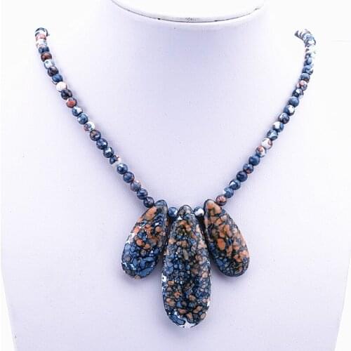 2017 New 2pcs synthesis of mixed color stone drops necklace fashion jewelry