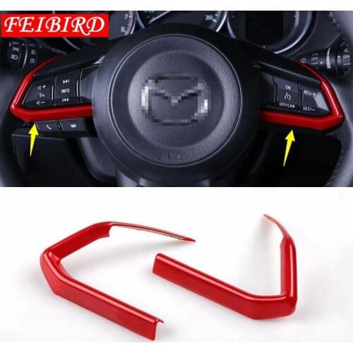 ABS For Mazda 2 Demio 2015 2016 2017 2018 2019 Auto Accessory Steering Wheel Cover Trim Red Matte Silver Carbon Fiber
