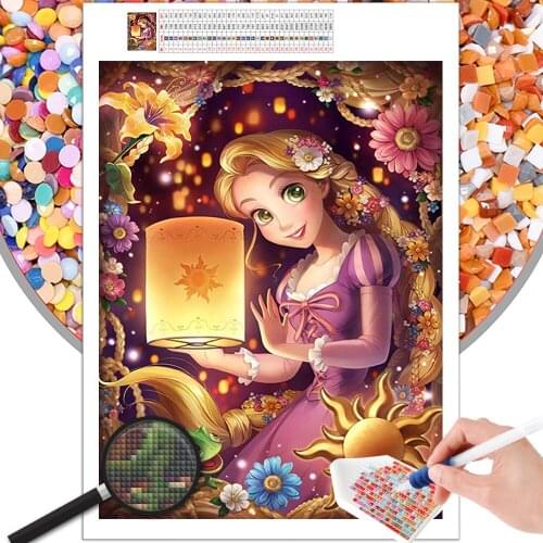 Diamond Painting Cartoon Mosaic Magic Hair Princess Rhinestone Embroidery 5D DIY Square Round Photo Cross Stitch Home Decoration