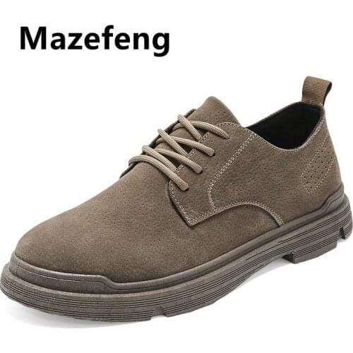 Mazefeng Walking Boots Men 2021 Spring & Autumn Casual Boots Shoes Men Comfy Outdoor Fashion Shoes Man Leather Classic Men Boots