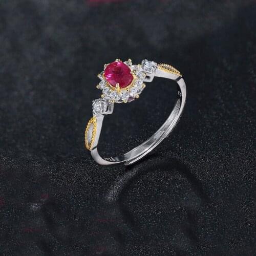 DAIMI Plain Ruby Ring Female Genuine 925 Sterling Silver Ring Valentines Day Gift