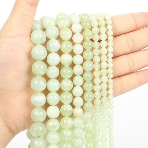 Natural Stone New Jade Charm Round Loose Beads For Jewelry Making Needlework Bracelet Diy Strand 4/6/8/10/12 MM