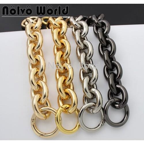 1-5pieces 45-60-120cm 4 colors 7.5mm thick 27*32mm K gold big size aluminuml chains with spring rings for DIY handbag