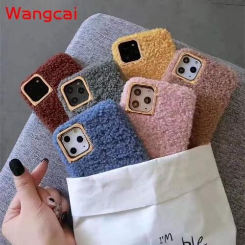 Lamb Wool Phone Case For iPhone 11 Pro Max XS Max XR X 8 7 6 6S Plus Soft Warm Cover Soft Wool Hairy Phone Case