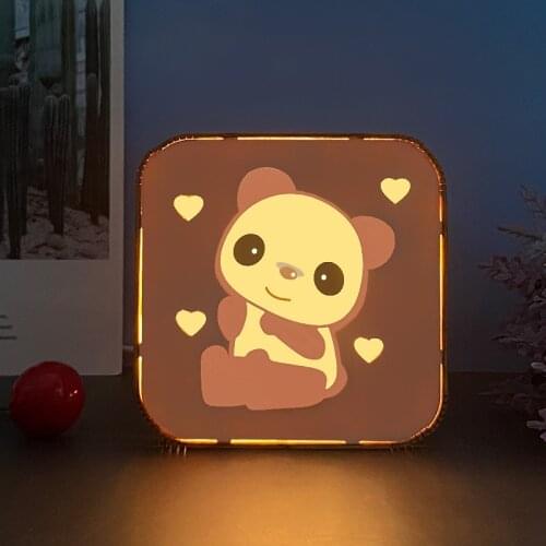 Mini Wooden Night Lights Cute Animal Pattern Home Led Lamp Neon Sign Indoor Lighting ChildrenS Night Light Bedroom Decor Gift