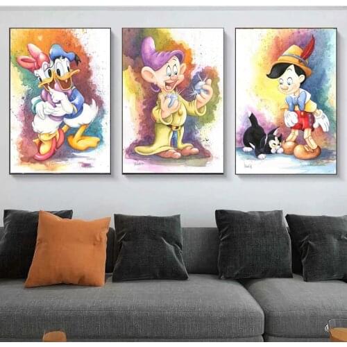Disney Graffiti Art Donald Duck Mural Mickey Mouse Watercolor Diamond Embroidery Cross Stitch Mosaic Art Home Decoration Gifts