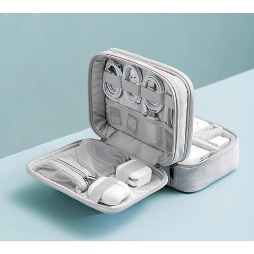 Double Layer Portable Storage Bag Multifunction USB Cable Charger Digital Suitcase Travel Organizer Waterproof Ziplock Bag