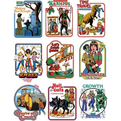 Europe Funny Vintage printing for clothes iron on custom patches for clothes thermo-stickers for children