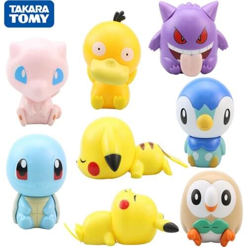 8pcs Pokemon Figures Assemble Toys Kawaii Anime Pokémon Pikachu Mewtwo Psyduck Action Figure Model Dolls kids Birthday Toy Gift