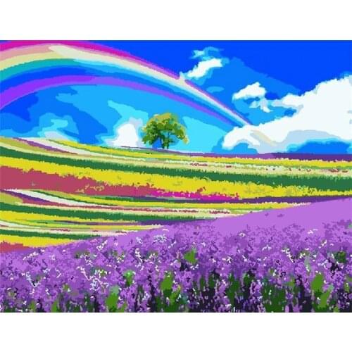 GATYZTORY 60x75cm Frame Painting By Numbers Kits For Adult Colorful Rainbow and Flower Oil Picture By Number Home Decor Art