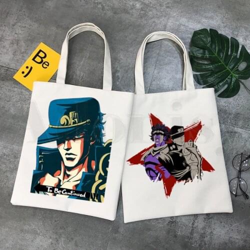 JoJo Bizarre Adventure Japanese Anime Manga Reusable Shopping Bag Women Canvas Tote Bags Printing Eco Bag Shopper Shoulder Bags
