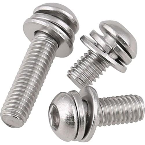 304 Round Head Hexagon Socket Screw Combination Hexagon Socket Screw With Washer M3 M4 M5 M6