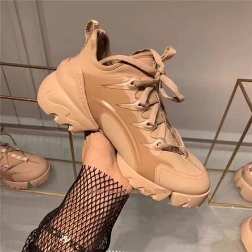 Autumn Winter New Unisex casual shoes platform lace up sneakers men Women tide catwalk Street style Trainers chaussure Size 44