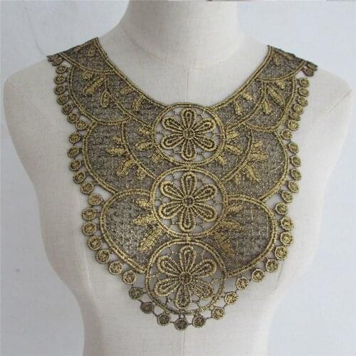 Best Selling Lace Collar DIY Embroidery Applique Sewing Lace Neckline Large Flower Linen Brocade Tablecloth Fabric Accessories