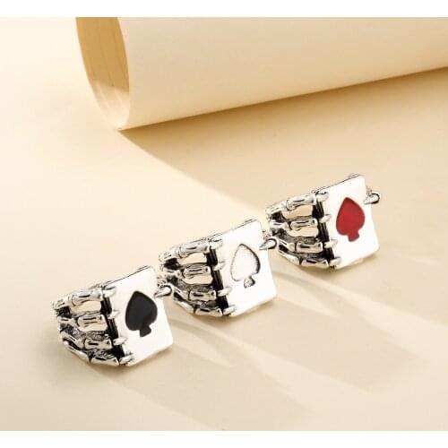 Lost Lady Trendy Play Card Rings Novelty 2021 Retro Goth Punk Poker Rings for Women Party Jewelry Statement Accessories