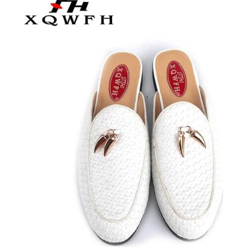 Men shoes gold tassels mens slippers smoking Slip-on flats handmade male shoes casual genuine leather fashion loafers