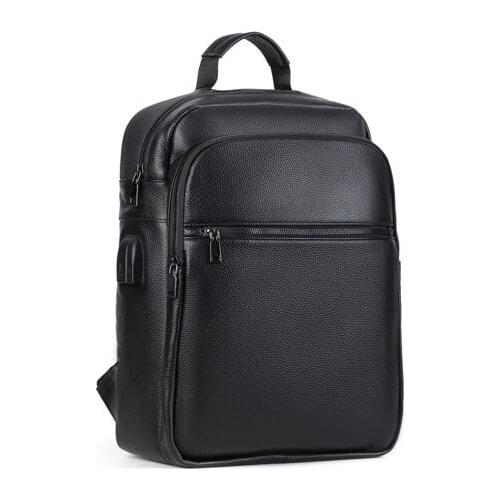 Real Natural Leather Men Backpacks Fashion Student Backpack Boy Luxury Brand Large Computer Laptop Bag 100% Cow Genuine Leather