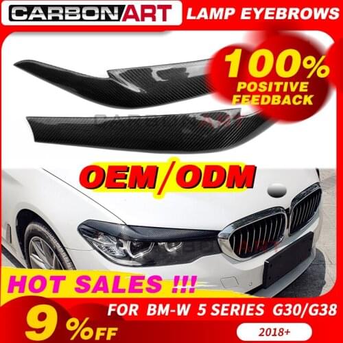 Carbon Fiber Headlights Eyebrows Eyelids For bm-w 5 Series G30 530LI 525 Front Head Light Lamp Eyebrows Trim Cover Accessories