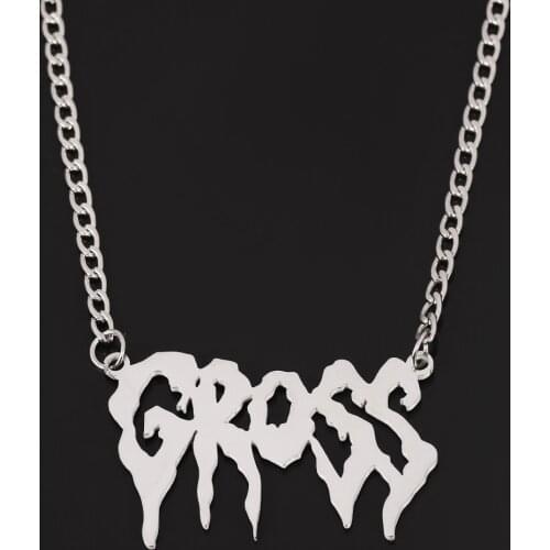 Hip Hop Gross Letter Necklace Women Girls Gothic Punk Style Pandent Necklaces Harajuku Street Ins Fashion Unisex Jewelry Charms