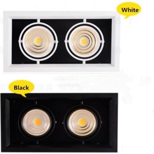 Dimmable Recessed COB lamp 1*10W/2*10W/20W/3*10W/30W Full Set Lamp Square Ceiling Grille Lamp Double COB Lighting AC85-265V